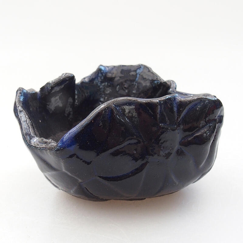 Keramische schaal 8 x 7 x 4,5 cm , kleur blauw-zwart