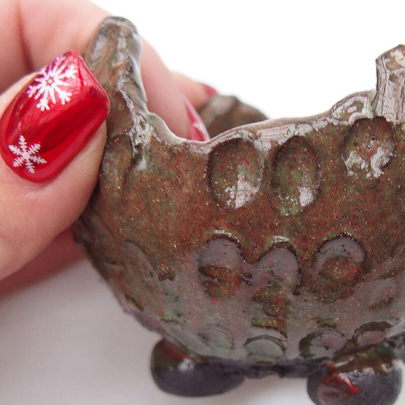 Keramische schelp 8 x 8 x 6 cm , kleur rood-groen