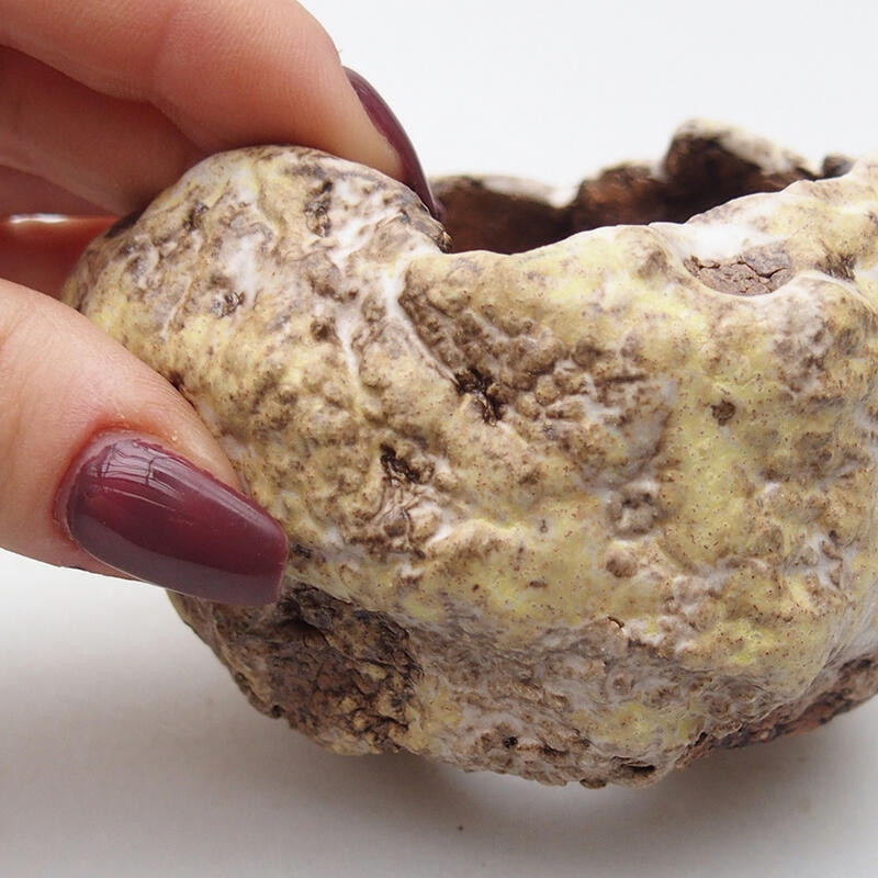 Schelp van keramiek 8 x 8 x 6 cm , geel