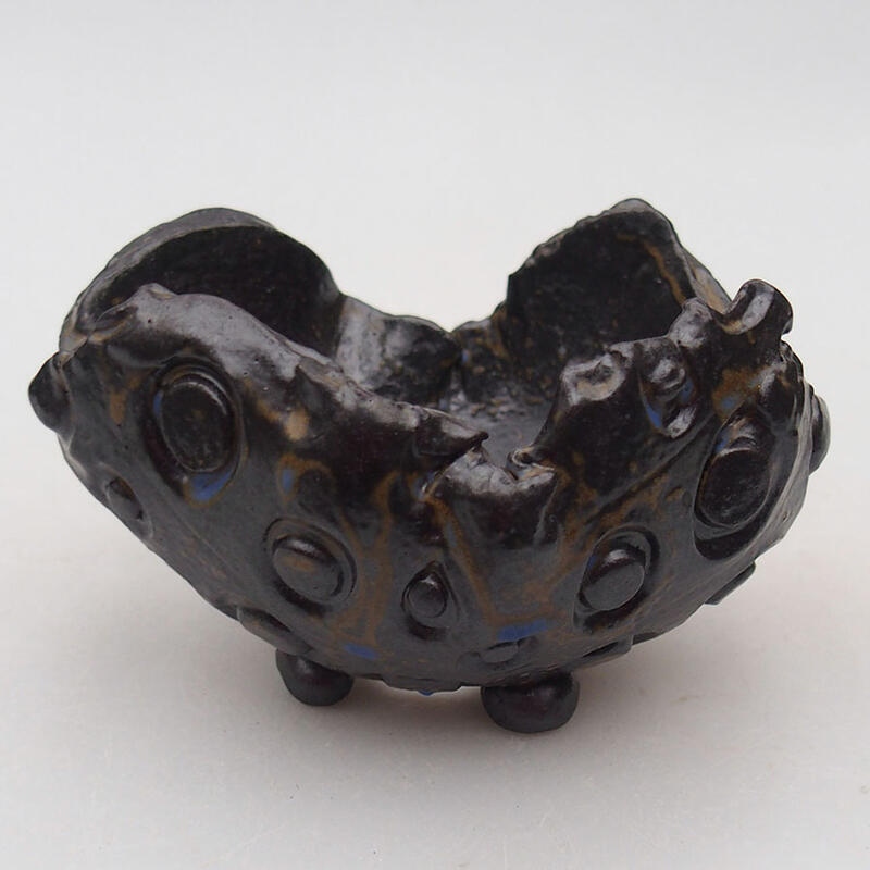 Keramisch Schelp 9,5 x 9 x 6 cm , kleur bruin-blauw