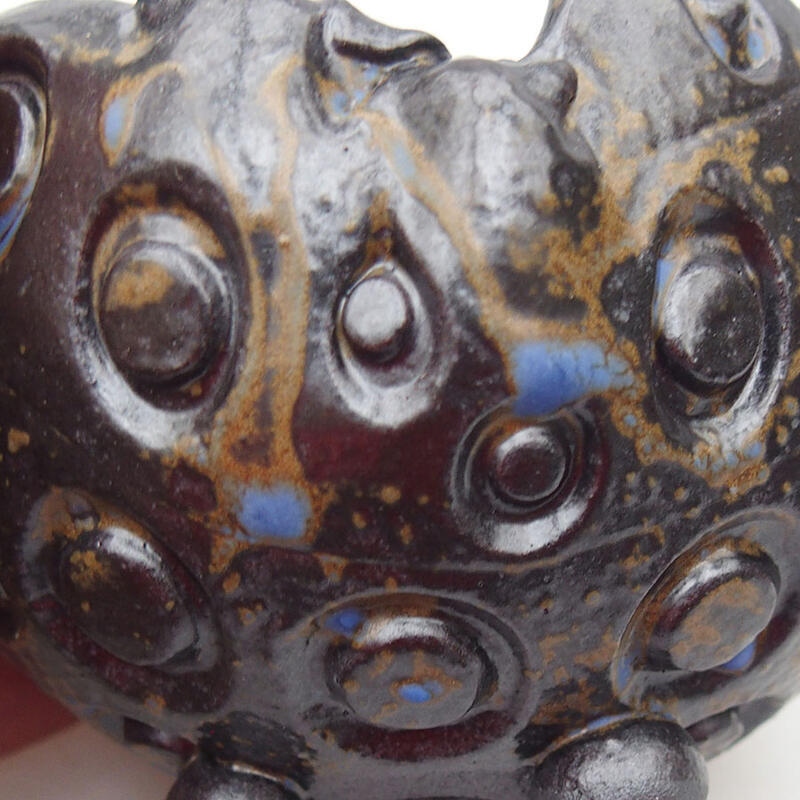 Keramisch Schelp 9,5 x 9 x 6 cm , kleur bruin-blauw