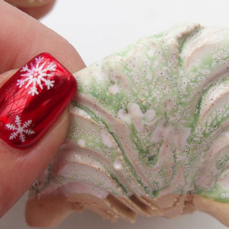 Keramisch Schelp 9 x 8,5 x 6 cm , kleur wit-groen