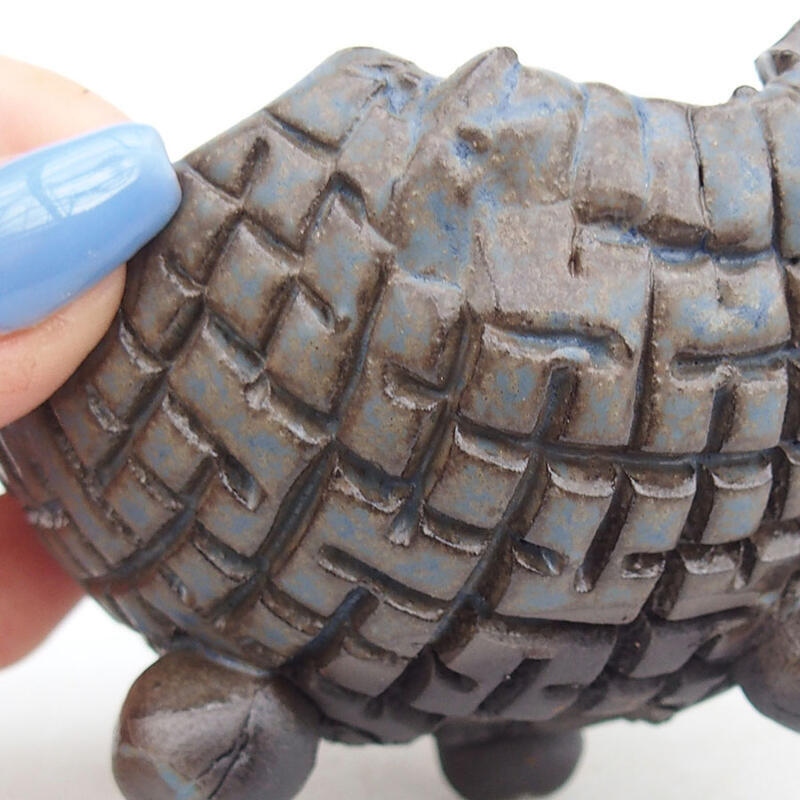 Keramisch Schelp 9 x 9 x 6 cm , kleur bruin-blauw