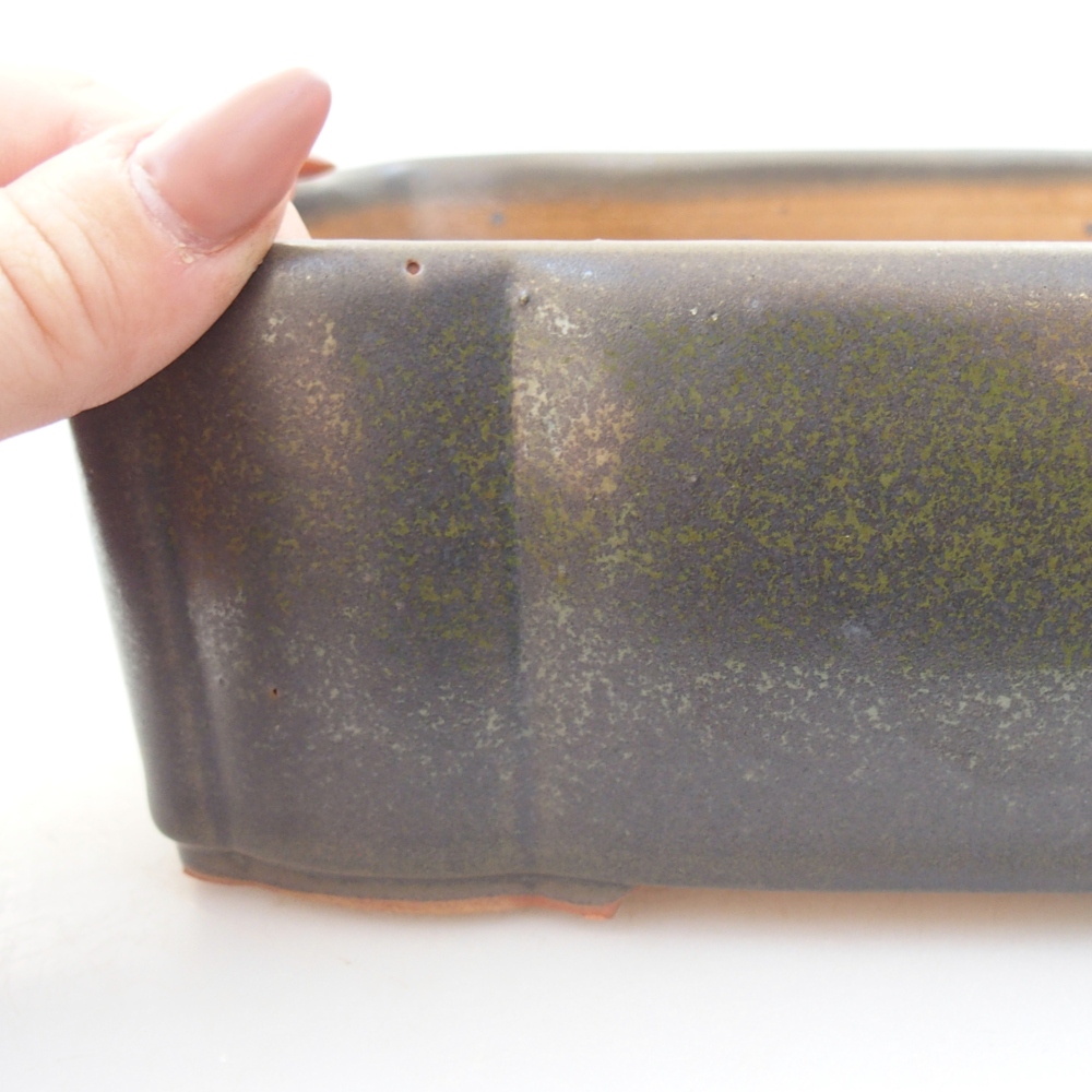 Bonsaischaal van keramiek 26 x 26 x 8 cm, kleur rood