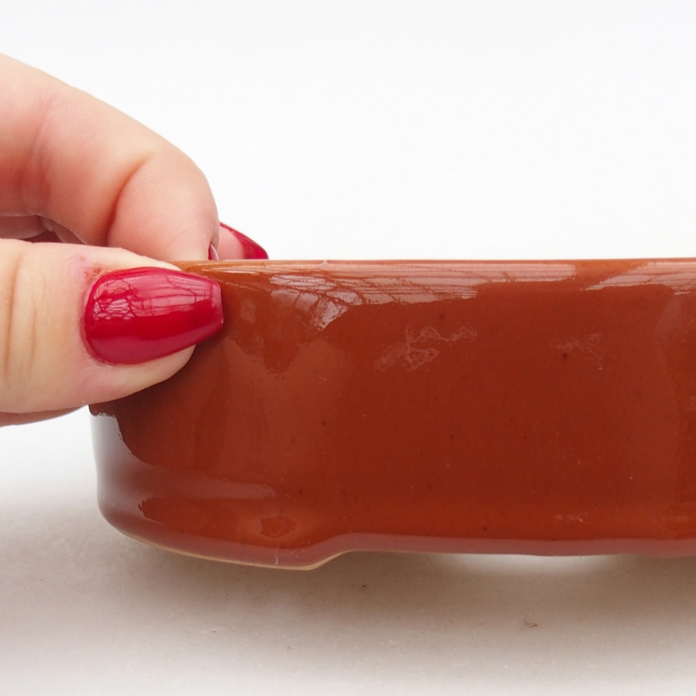 Bonsaischaal van keramiek 26 x 26 x 8 cm, kleur rood