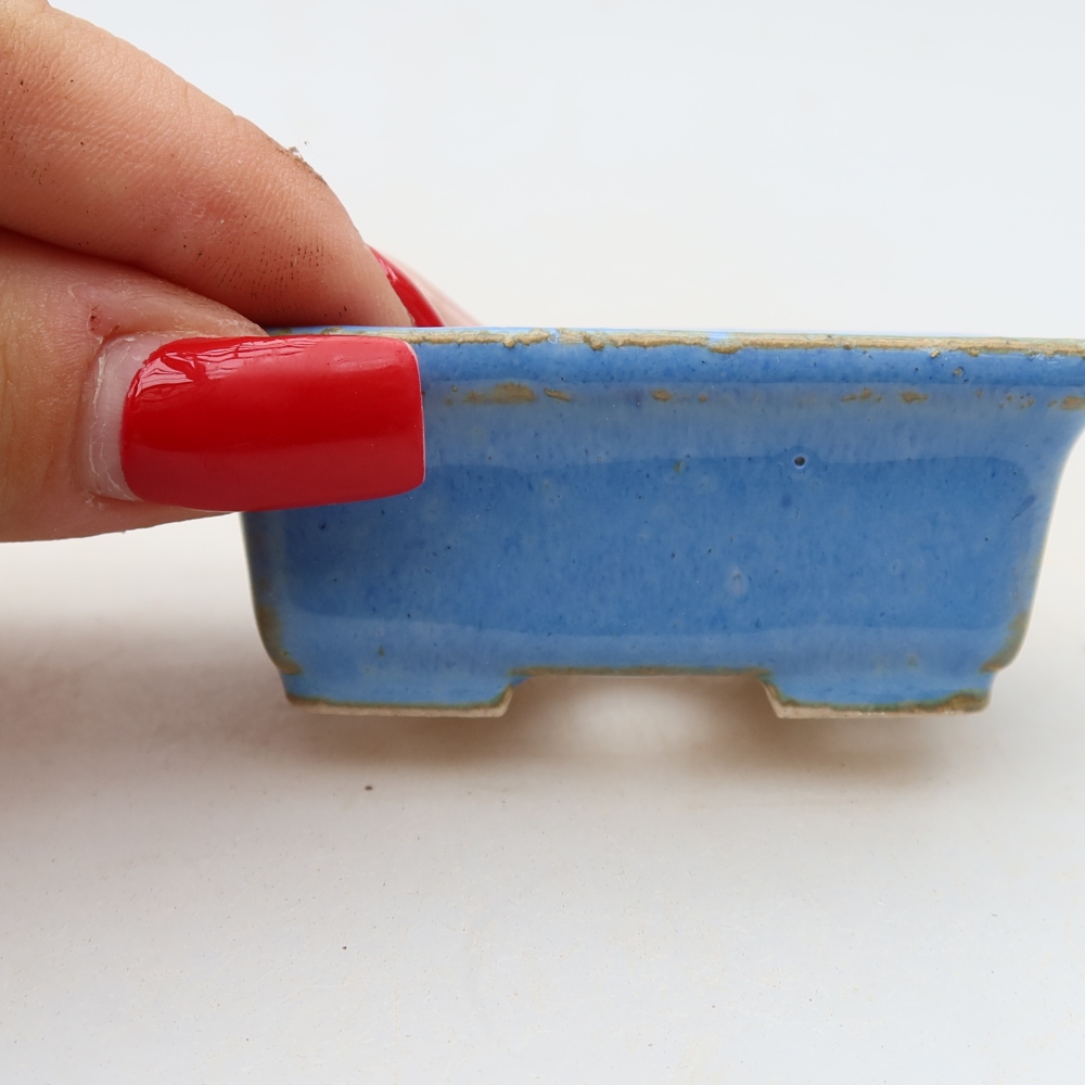 Bonsaischaaltje van keramiek 6,5 x 4 x 2,5 cm, kleur blauw