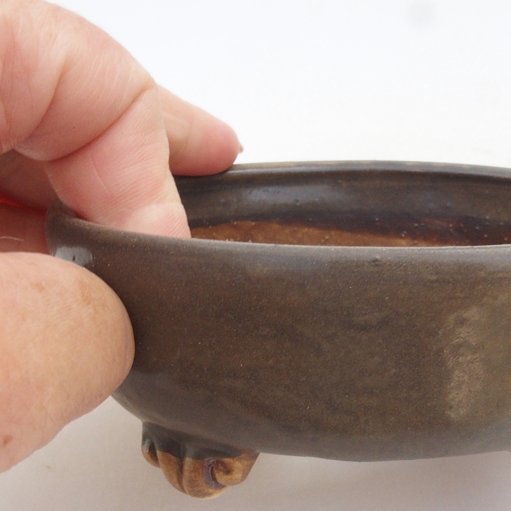 Bonsaischaal van keramiek 10 x 8,5 x 4 cm, bruin