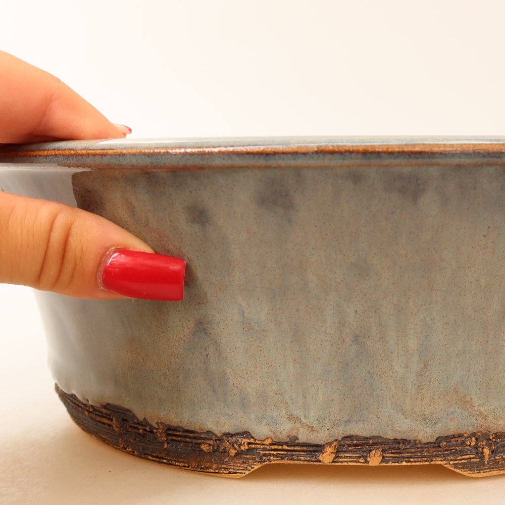 Keramische bonsaipot 27,5 x 27,5 x 8,5 cm, kleur grijs