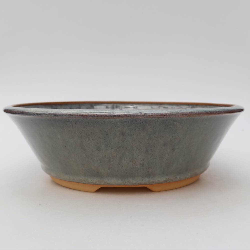 Keramische bonsaischaal 24,5 x 24,5 x 7,5 cm, kleur grijs