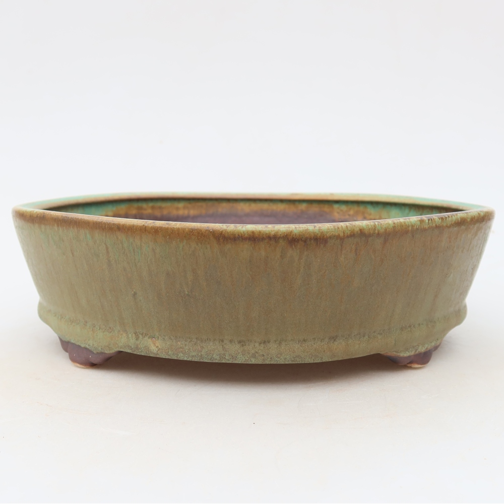 Bonsaischaal van keramiek 21,5 x 21,5 x 6 cm, groen