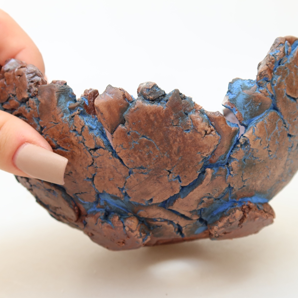 Keramische schaal 14,5 x 13 x 8,5 cm, kleur: blauw