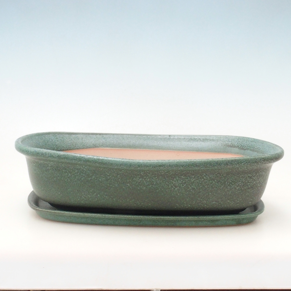 Bonsai kom + schotel H10 - 37 x 28 x 9 cm - groen