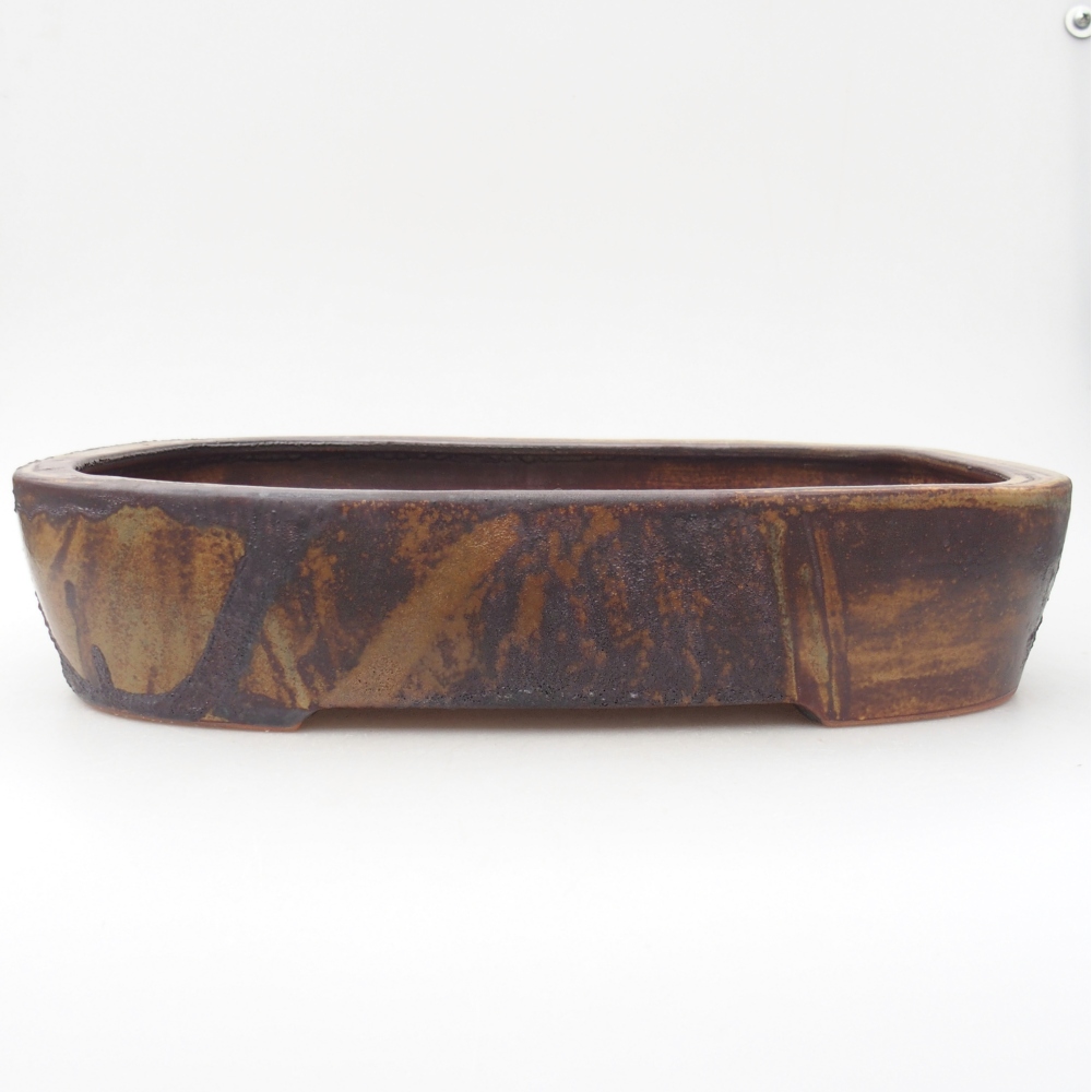 Bonsaischaal van keramiek 32 x 24,5 x 6,5 cm, kleur bruin-groen