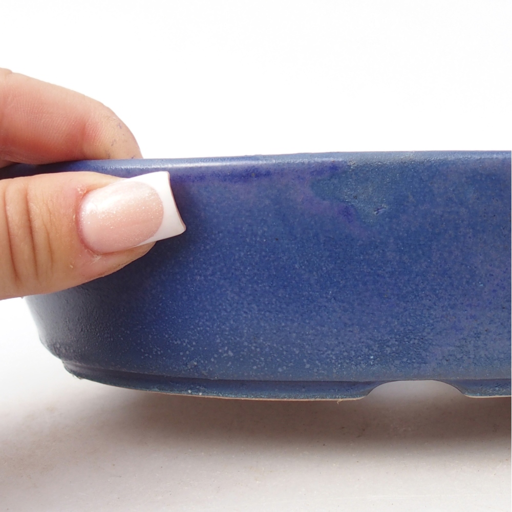 Bonsaischaal van keramiek 18,5 x 13,5 x 4,5 cm, kleur blauw