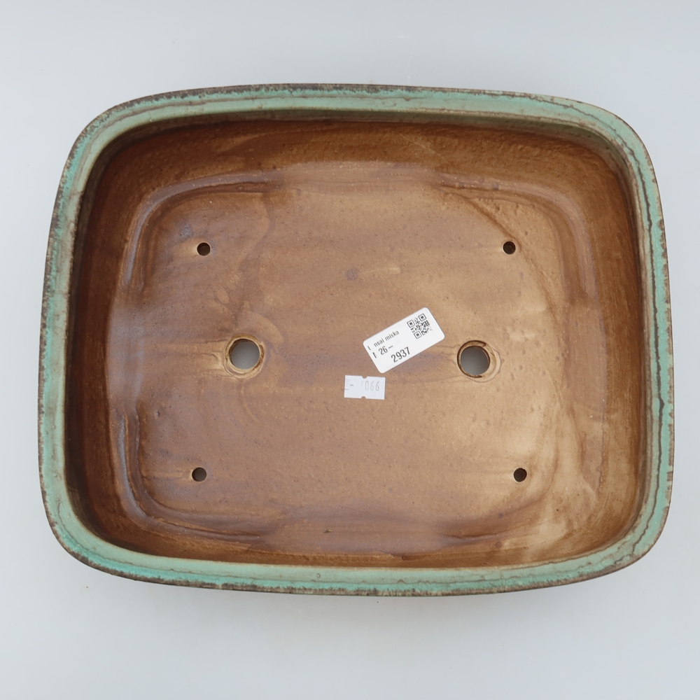 Keramische bonsaischaal 30 x 24,5 x 7,5 cm, kleur: groen