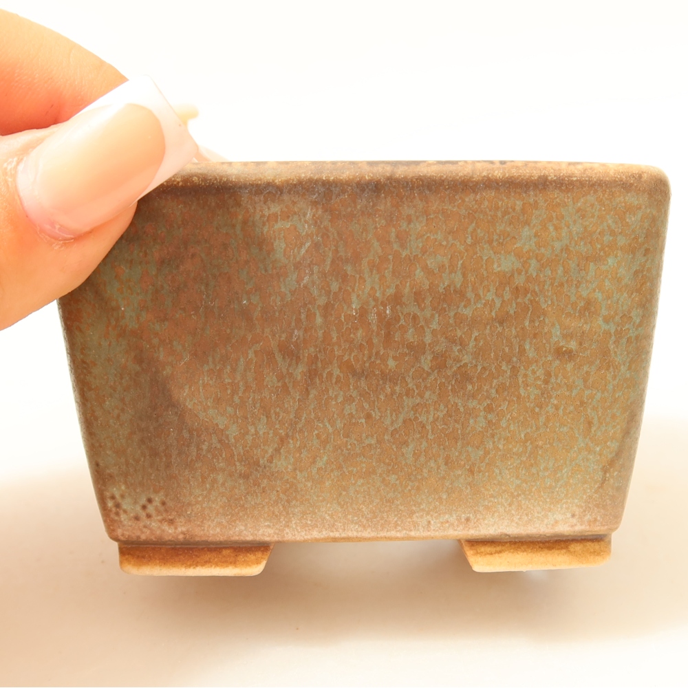 Bonsaischaal van keramiek 8,5 x 8,5 x 5,5 cm, groen