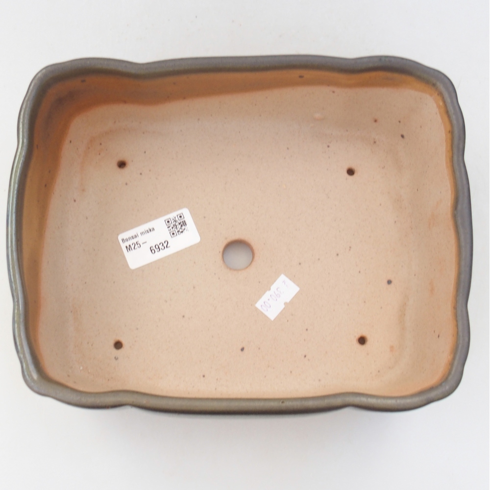 Bonsaischaal van keramiek 26 x 26 x 8 cm, kleur rood