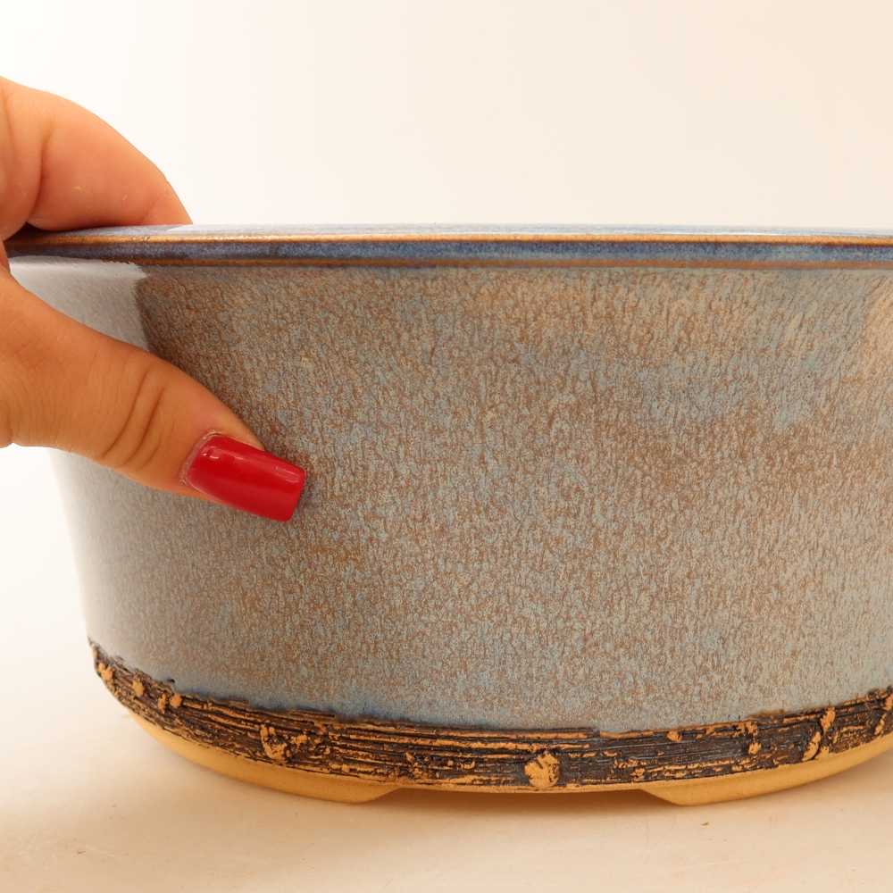 Keramische bonsaischaal 28,5 x 28,5 x 10,5 cm, kleur: blauw