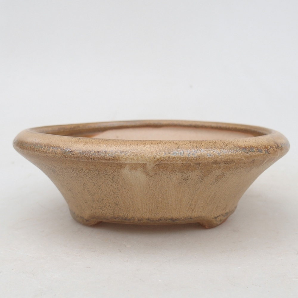Bonsaischaal van keramiek 13,5 x 13,5 x 4,5 cm, kleur beige