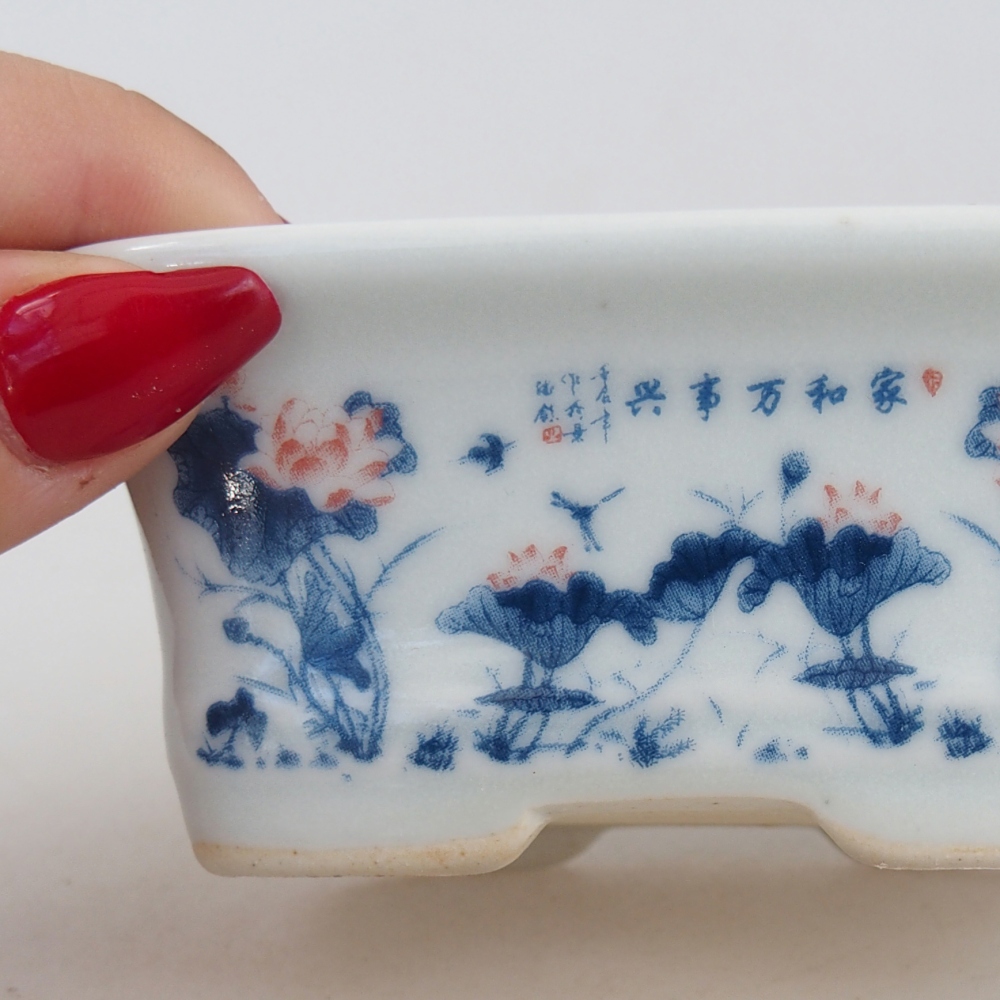 Mini bonsaischaal 10 x 7,5 x 4 cm, kleur wit