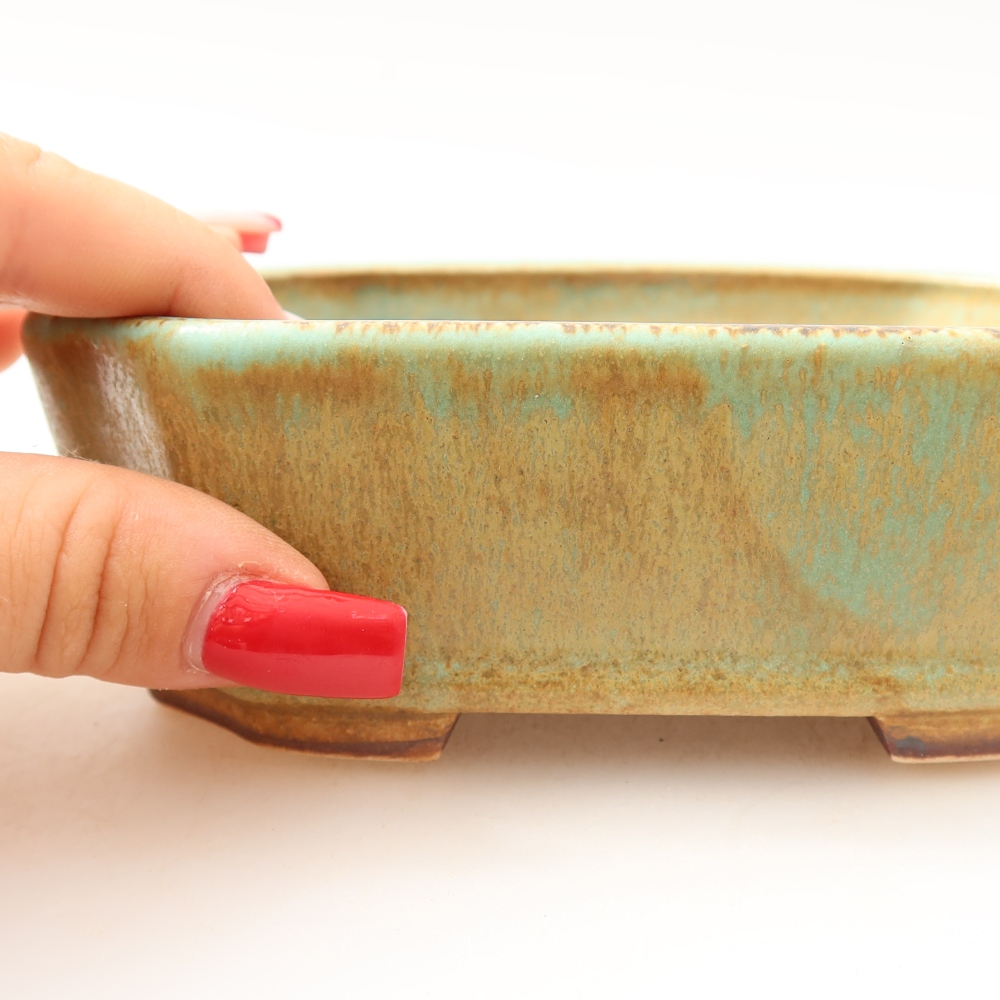 Keramische bonsaipot 13,5 x 11,5 x 4 cm, kleur groen