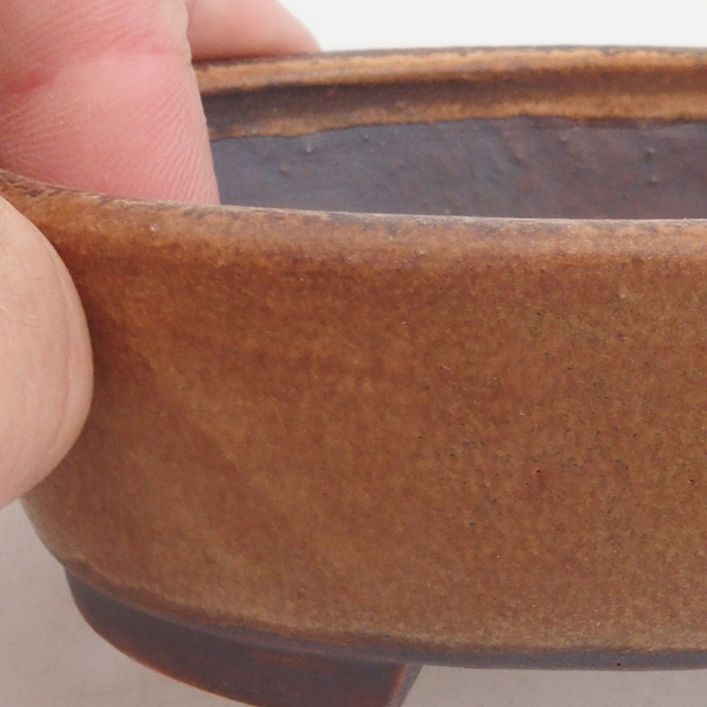 Bonsaischaal van keramiek 10 x 8,5 x 4 cm, bruin