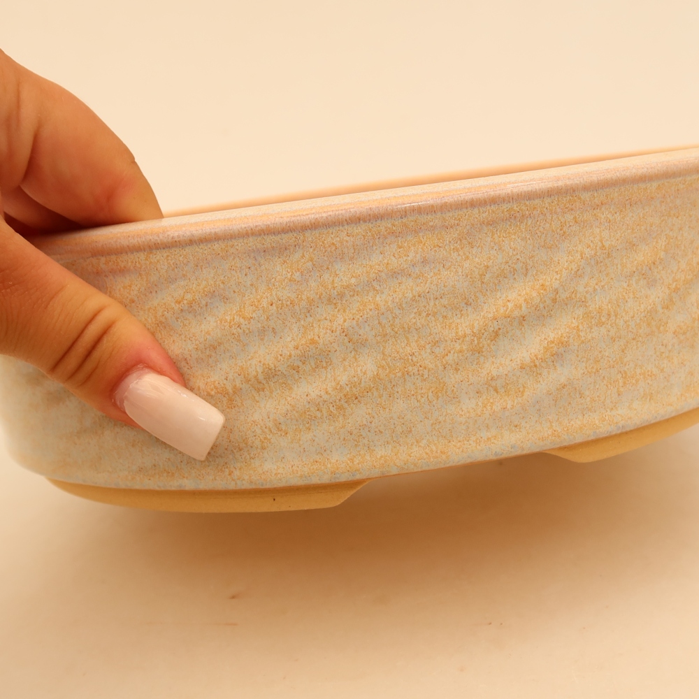 Keramische bonsaipot 23 x 23 x 6,5 cm, kleur: beige
