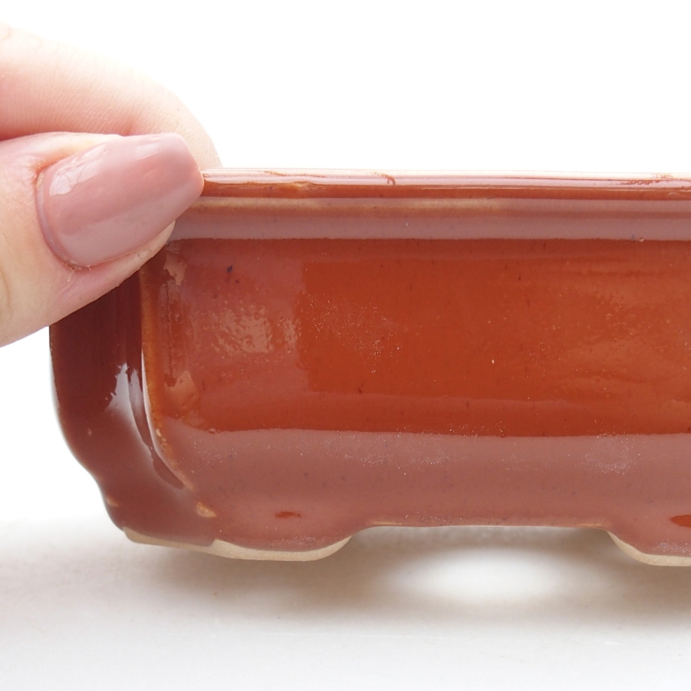 Bonsaischaal van keramiek 11,5 x 8,5 x 4 cm, bruin