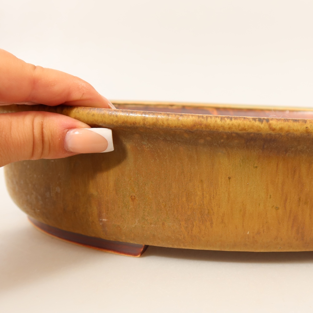 Keramische bonsaipot 31,5 x 27,5 x 7 cm, kleur groen