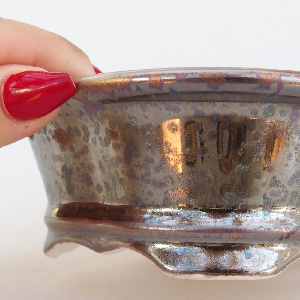 Bonsaischaal van keramiek 13 x 12 x 5 cm, goudkleurig