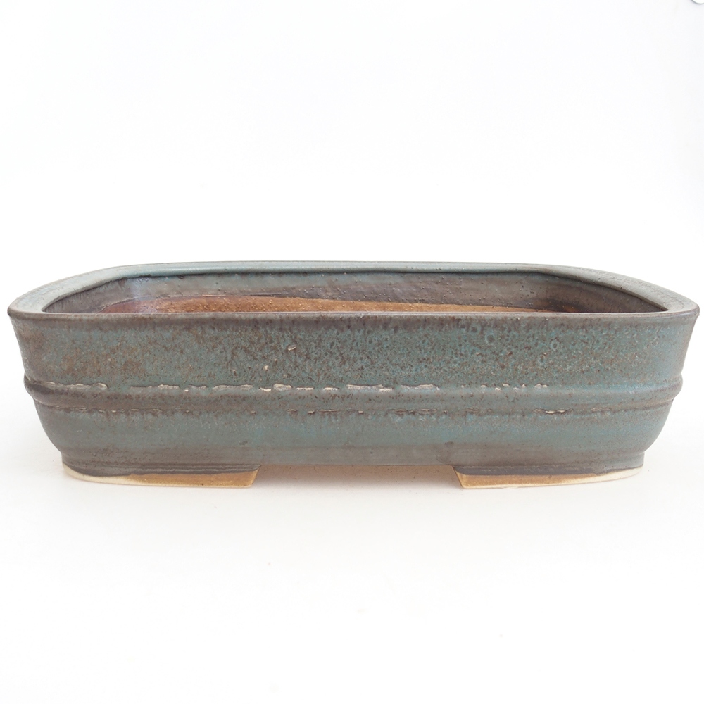 Bonsaischaal van keramiek 29,5 x 25 x 7 cm, kleur blauw