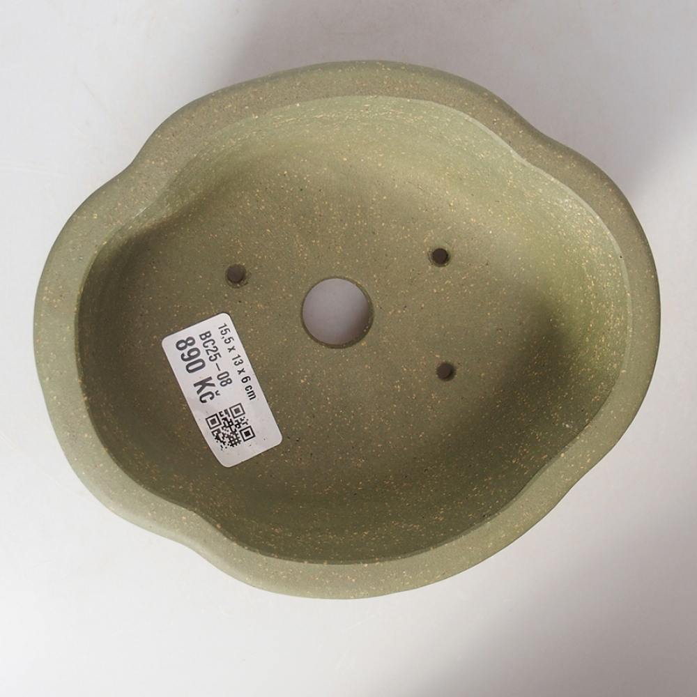 Bonsaischaal van keramiek 15,5 x 13 x 6 cm, groen