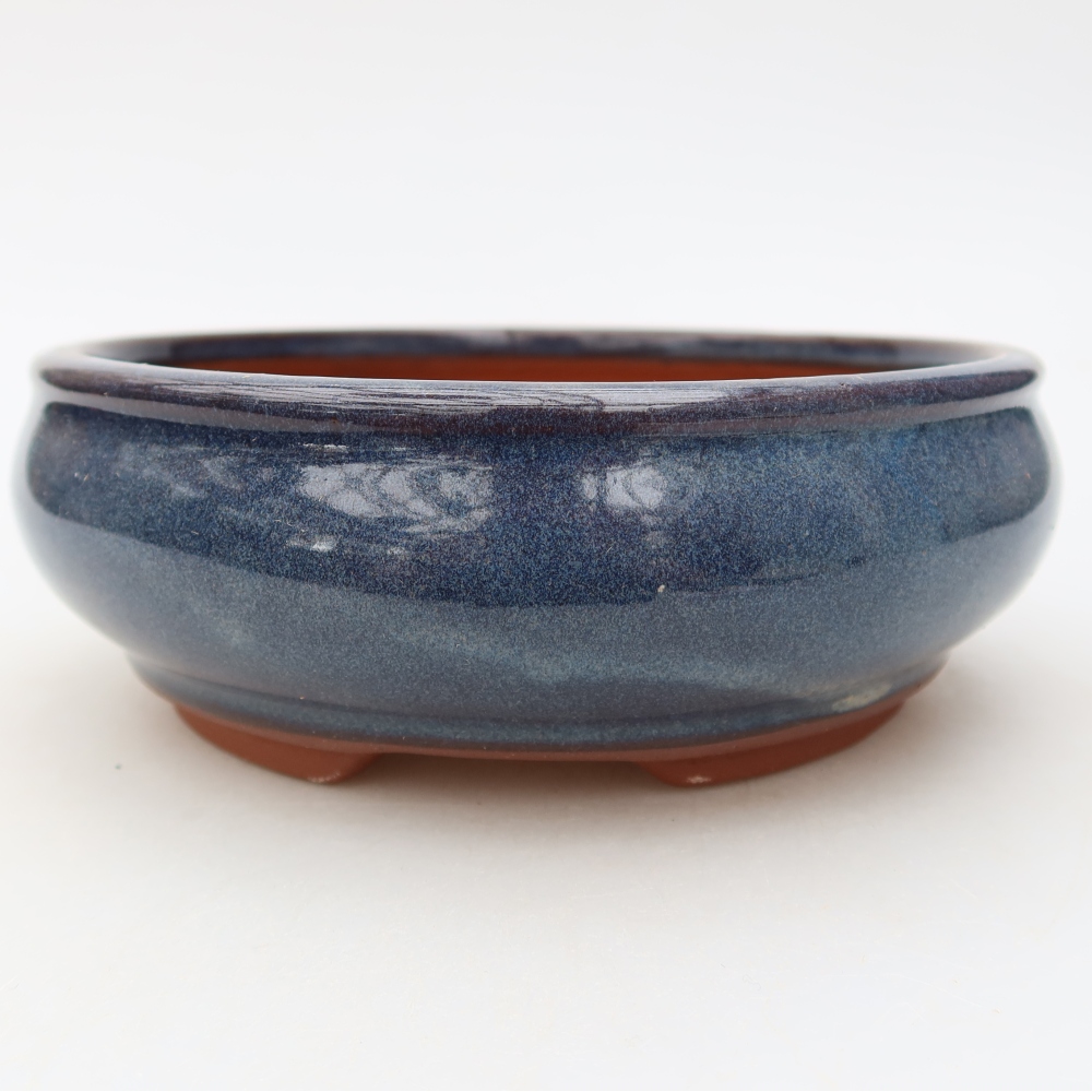 Bonsaischaal van keramiek 16 x 16 x 5,5 cm, kleur blauw