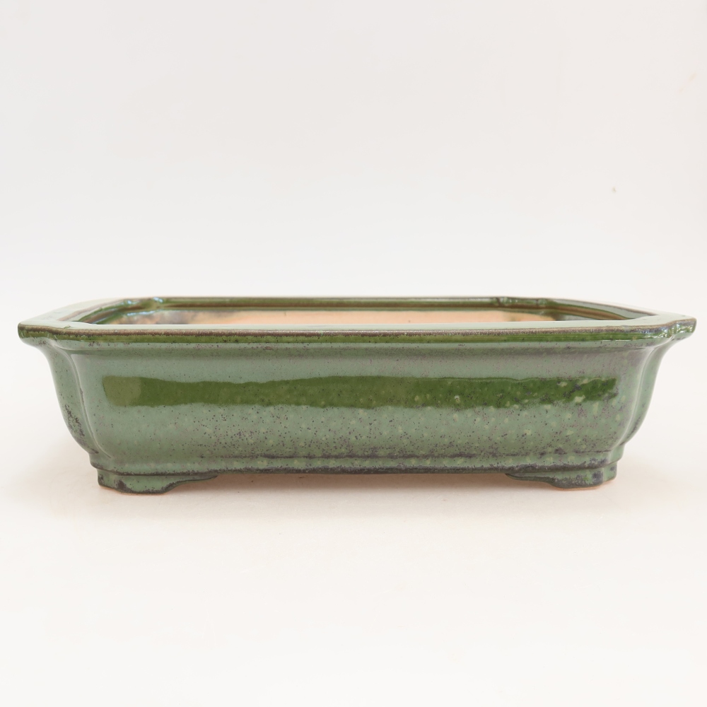 Bonsaischaal van keramiek 27,5 x 21,5 x 7 cm, groen