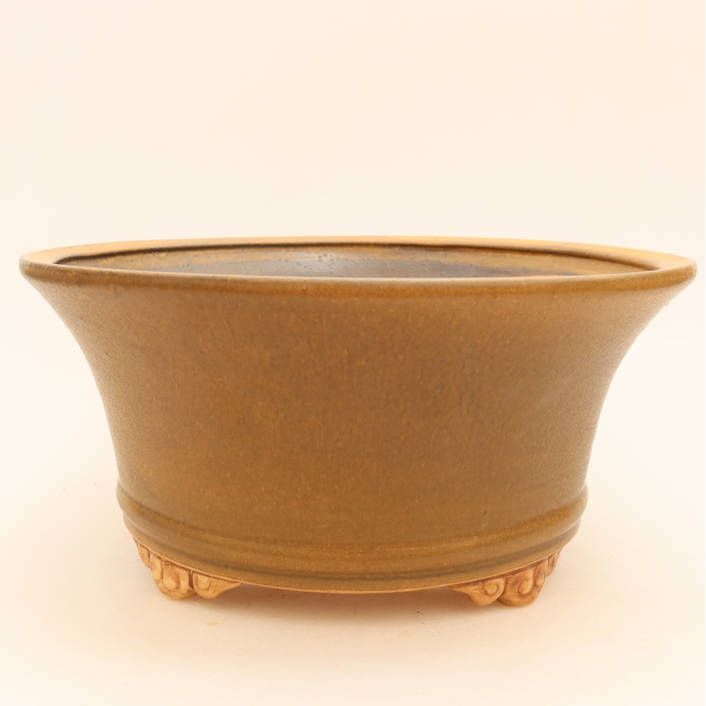 Keramische bonsaipot 24,5 x 24,5 x 11 cm, kleur bruin