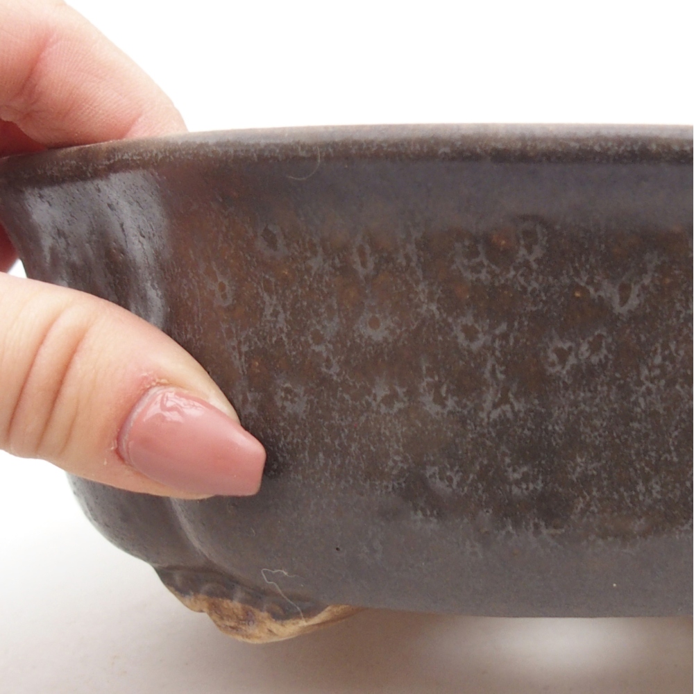 Bonsaischaal van keramiek 18,5 x 17 x 6 cm, bruin