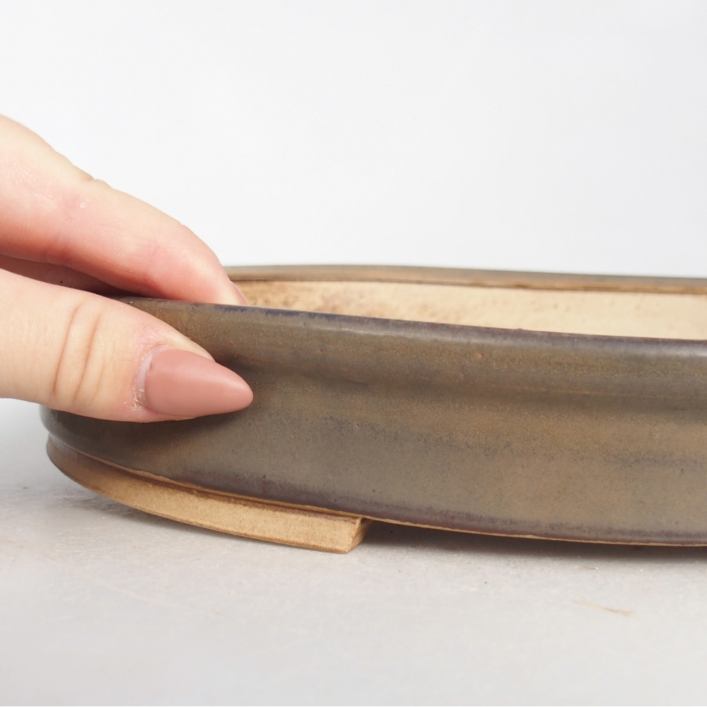 Bonsaischaal van keramiek 30,5 x 26,5 x 4 cm, bruin