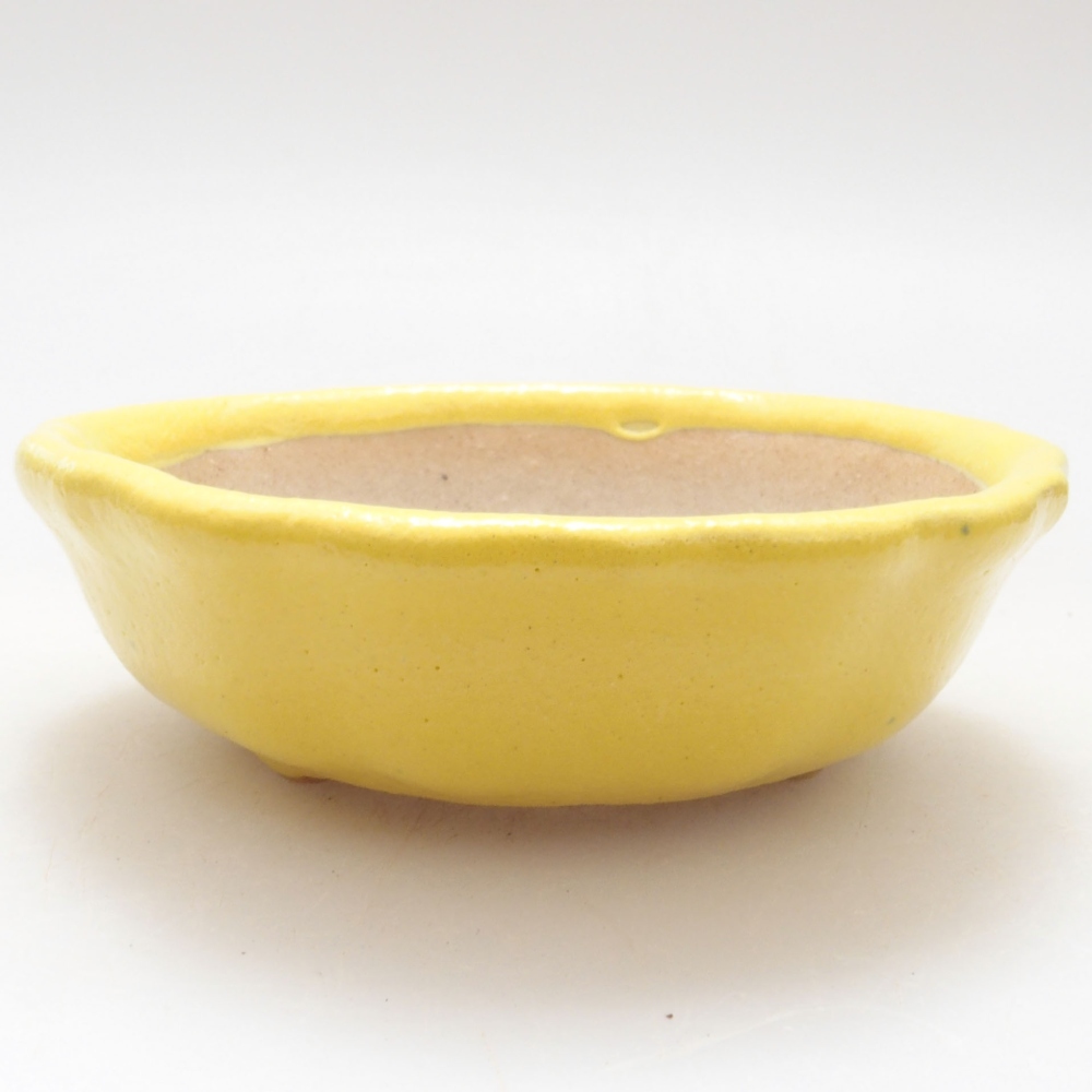 Bonsaischaal van keramiek 7 x 7 x 2 cm, geel