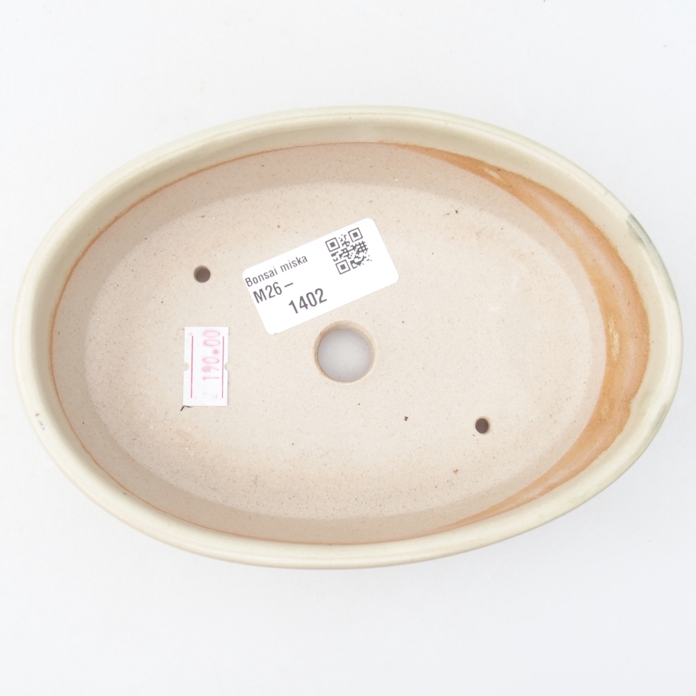 Bonsaischaal van keramiek 16,5 x 11,5 x 4,5 cm, kleur beige