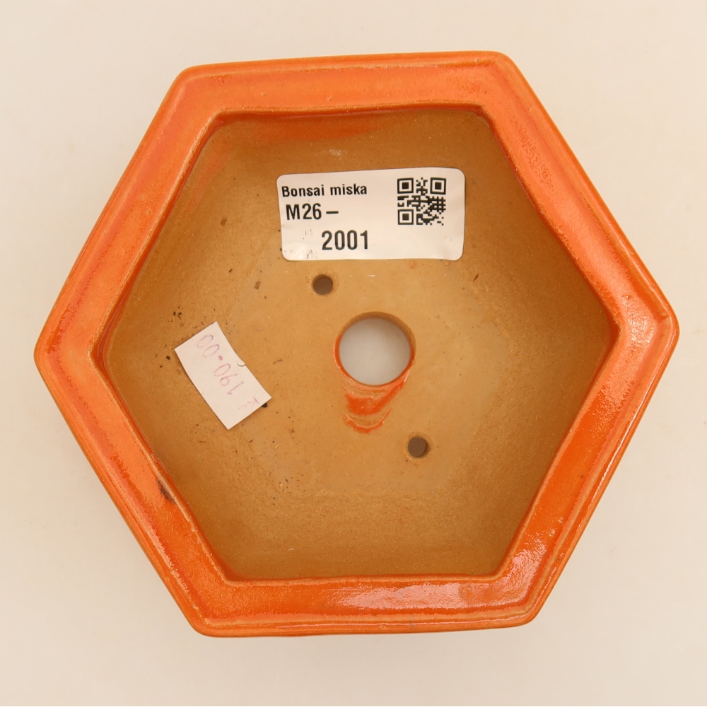 Keramische bonsaipot 12 x 10,5 x 4 cm, kleur: oranje