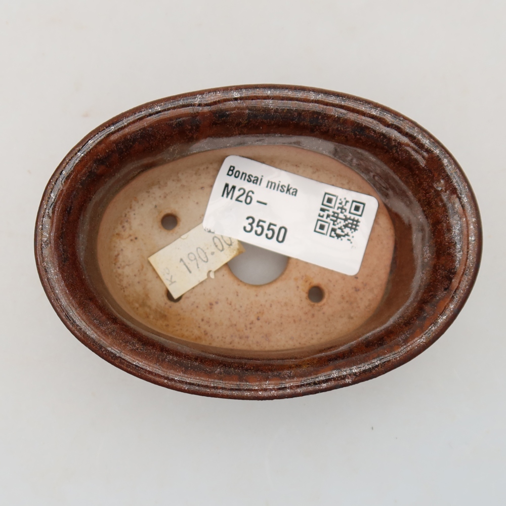 Keramische bonsaischaal 9,5 x 6,5 x 3 cm, kleur bruin