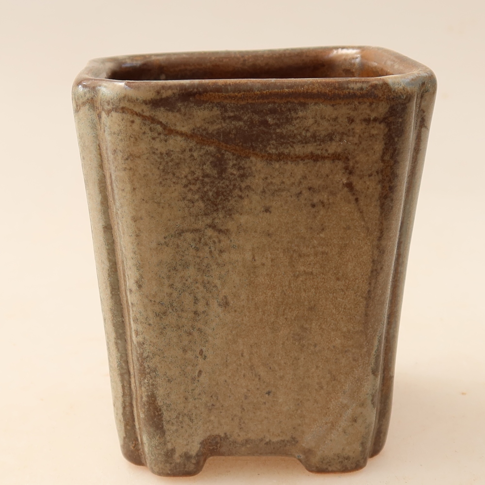 Keramische bonsaischaal 7 x 7 x 8,5 cm, kleur bruin