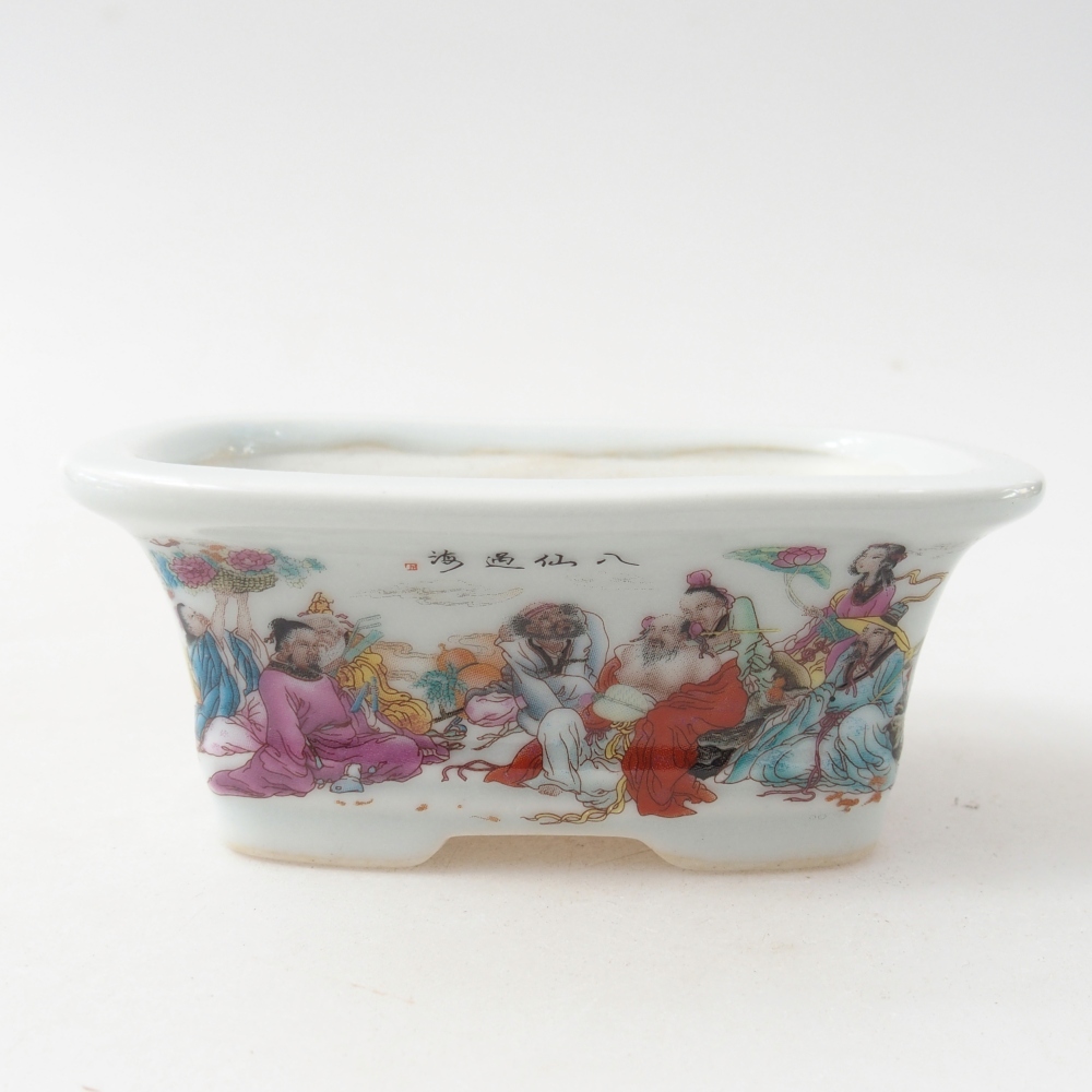 Mini bonsaischaal 10 x 7,5 x 4 cm, kleur wit