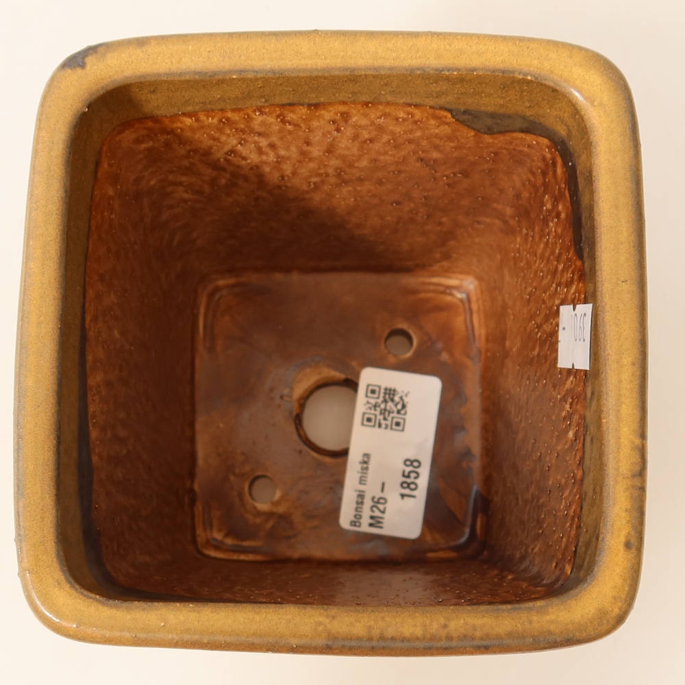 Keramische bonsaipot 10,5 x 10,5 x 12 cm, kleur bruin