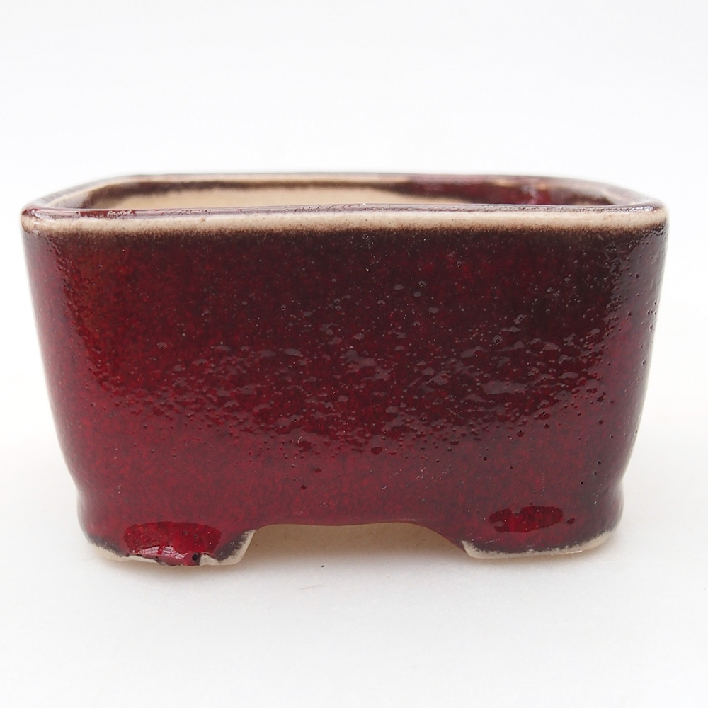 Mini bonsaischaal 7 x 7 x 4 cm, kleur rood
