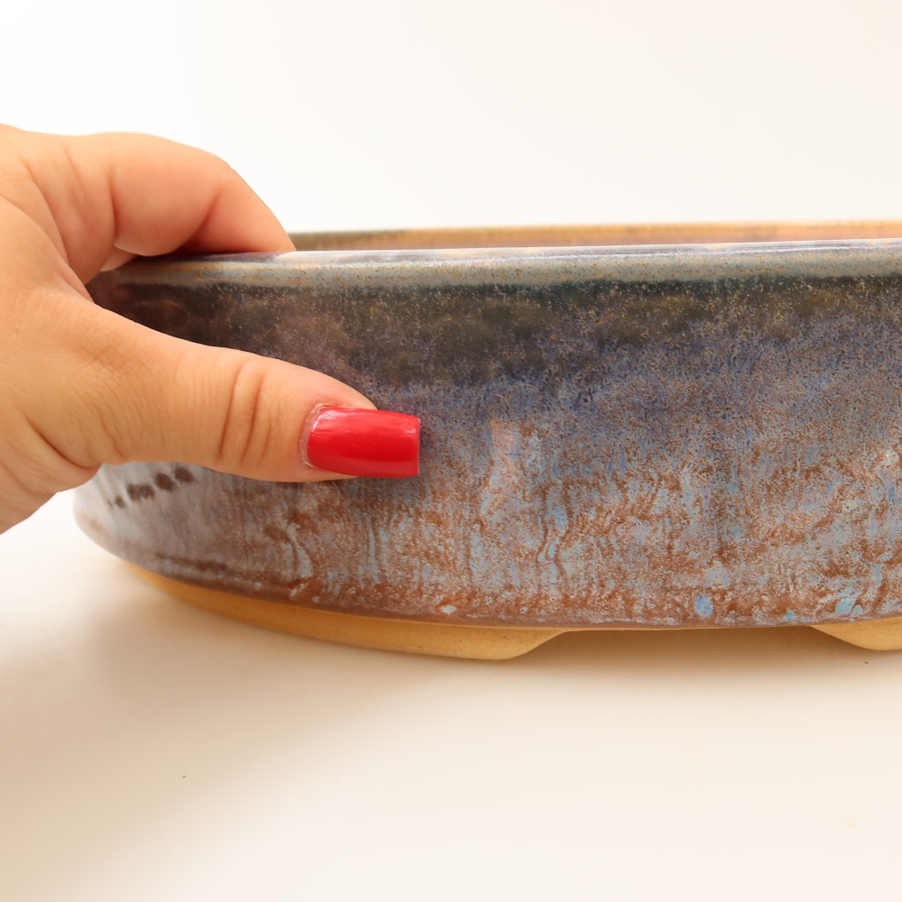 Keramische bonsaipot 31 x 31 x 7,5 cm, kleur: blauw
