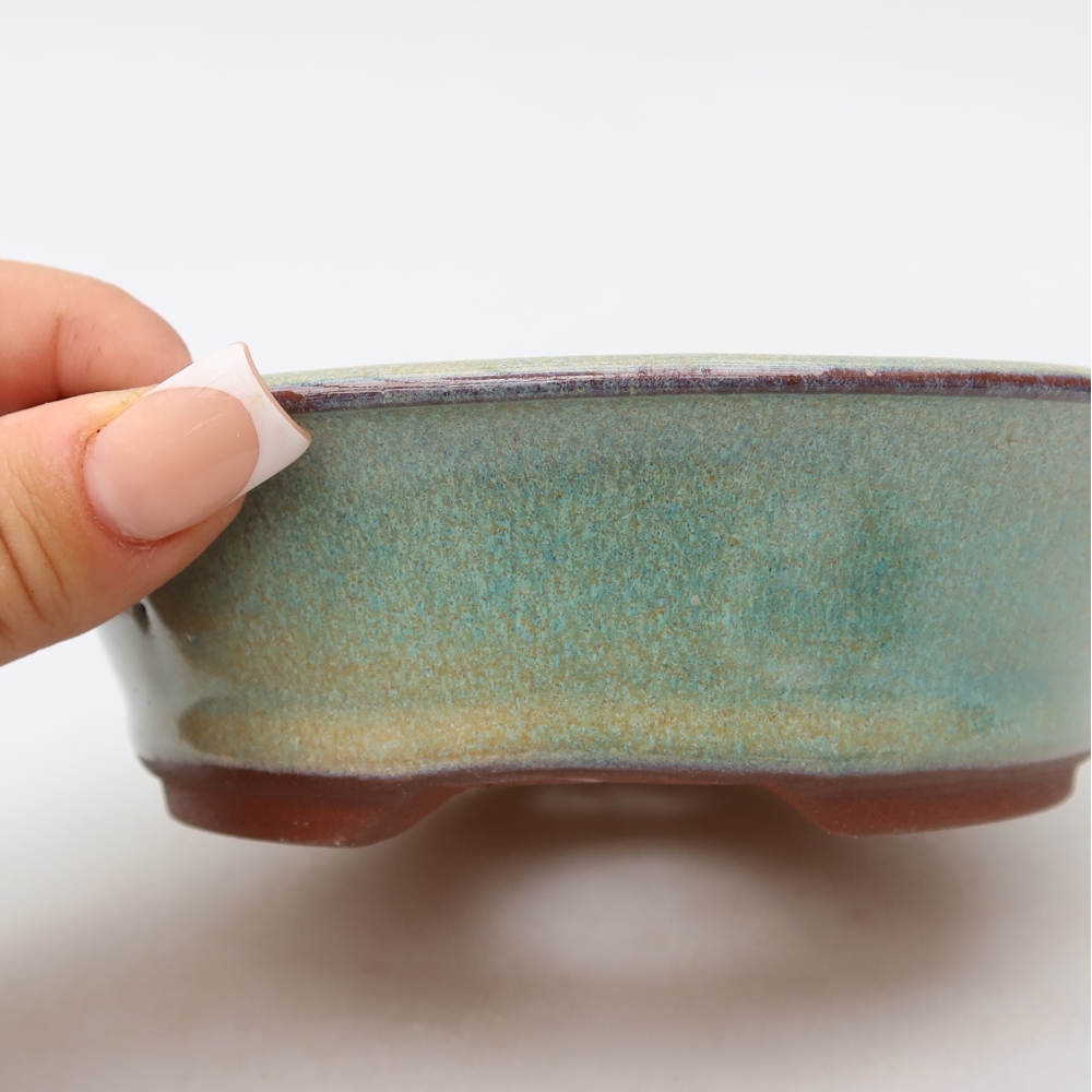 Keramische bonsaipot 14,5 x 14,5 x 4,5 cm, kleur groen