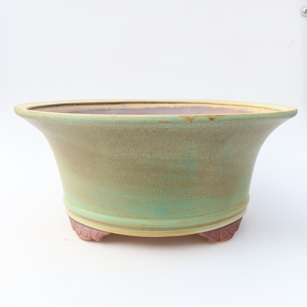 Keramische bonsaipot 31,5 x 31,5 x 14,5 cm, kleur: groen