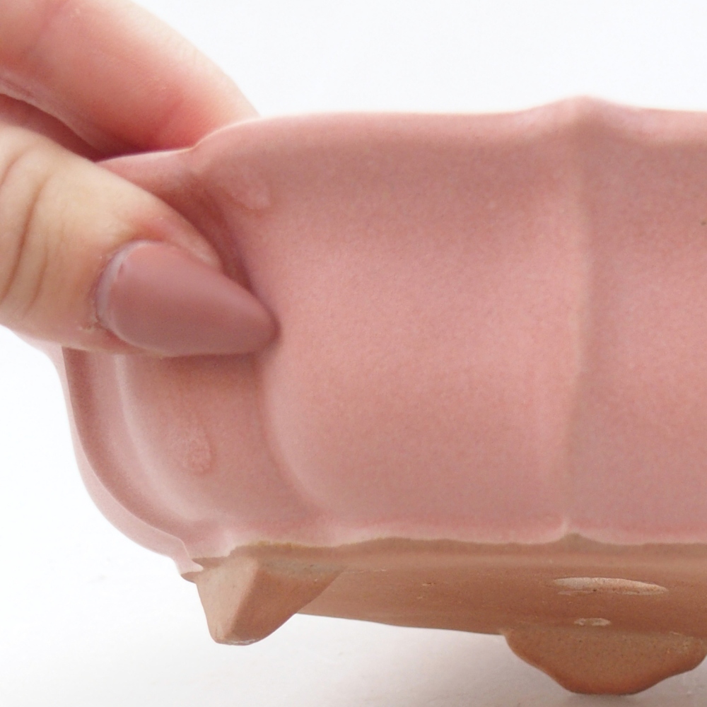 Bonsaischaal van keramiek 26 x 26 x 8 cm, kleur rood