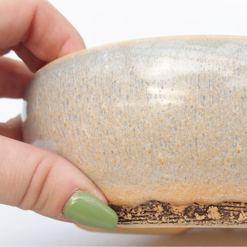 Bonsaischaal van keramiek 15 x 15 x 5 cm, groenbruin